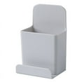 thumbnail image 2 of Teissuly Remote Control Storage Boxes, Wall-Mounted Mobile Phone Holder, ABS Paste Wall-Mounted Organizer Box with Hook for Mobile Phone Charging Stand, Storage Box for Home and Office Use - Gray, 2 of 7
