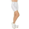 thumbnail image 6 of Kyodan Women's Metallic Foil Print High Waist Moisture Wicking Active Biker Shorts-Silver Cheetah / S, 6 of 10