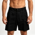 thumbnail image 2 of JTSRKL Men's Vintage Gurkha Bottoms Solid Linen Pleated Flat Front Button Shorts Lightweight Beach Golf Daily Vacation Casual Wear Trunks Black L, 2 of 5