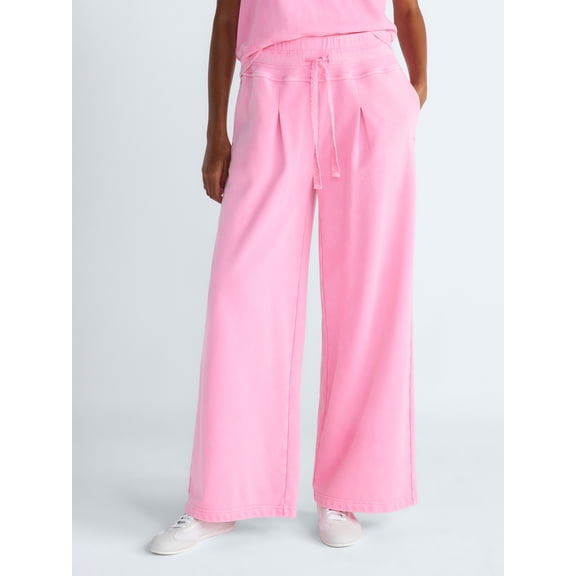 Scoop Women's Pleated Wide-Leg Sweatpants, 29'' Inseam, Sizes XS-XXL