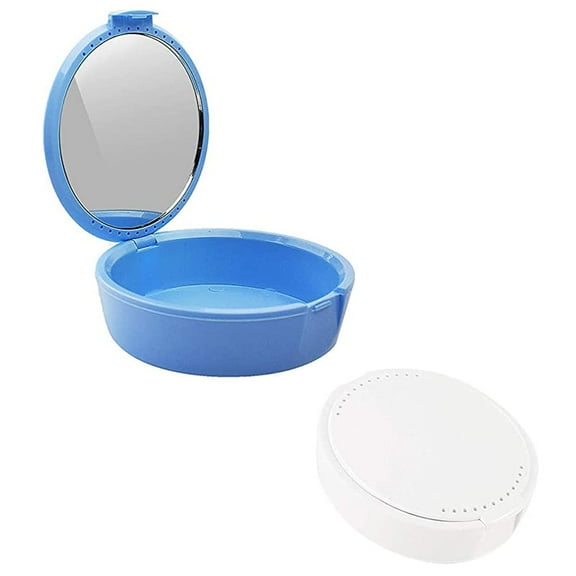 Braces 2pcs Aligner and Retainer Case Case with Mirrors Denture Brace Retainer Case Organizer Box