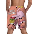 thumbnail image 2 of Lsque Mens Swim Trunks Flamingo Riding a Bicycle Pattern - Bathing Suit Compression Liner - Beach Swim Shorts Swimwear - (S-3XL) - Stretch Quick Dry -X-Large, 2 of 9