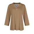 thumbnail image 4 of Lumtrix Polo Shirts For Women 3/4 Sleeve Tops Golf Tees 4-Button Collared Shirt Casual Business Work Blouses Light Brown M, 4 of 5