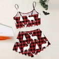 thumbnail image 4 of Women Christmas Outfit Women's Festive Reindeer Print Sleepwear Set Sleeveless V-Neck Top and Shorts Comfortable Nightwear Outfit Pink S, 4 of 4