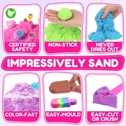 BILLEEIT Magic Cake & Ice Cream Sensory Sand Kit for Kids Ages 3+, 4 Colors of Play Sand (2.2 lbs), 43 PCS Accessories, Pretend Play Creative Sand Play Set for Girls