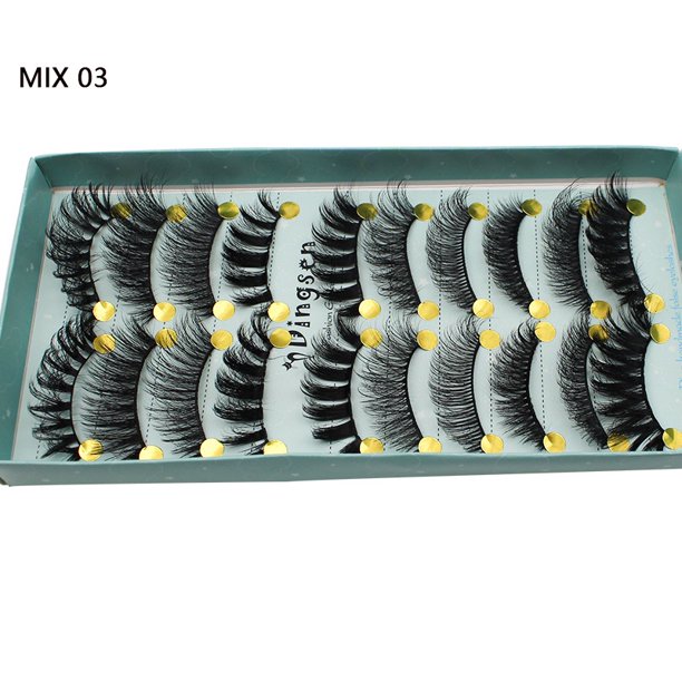 DINGSEN 10 Pares De Pestañas Postizas 3D Magnéticas Hechas A Mano Natural Largas Gruesas Esponjosas Individuales Clásicas Falsas Gao Jiahui unisex