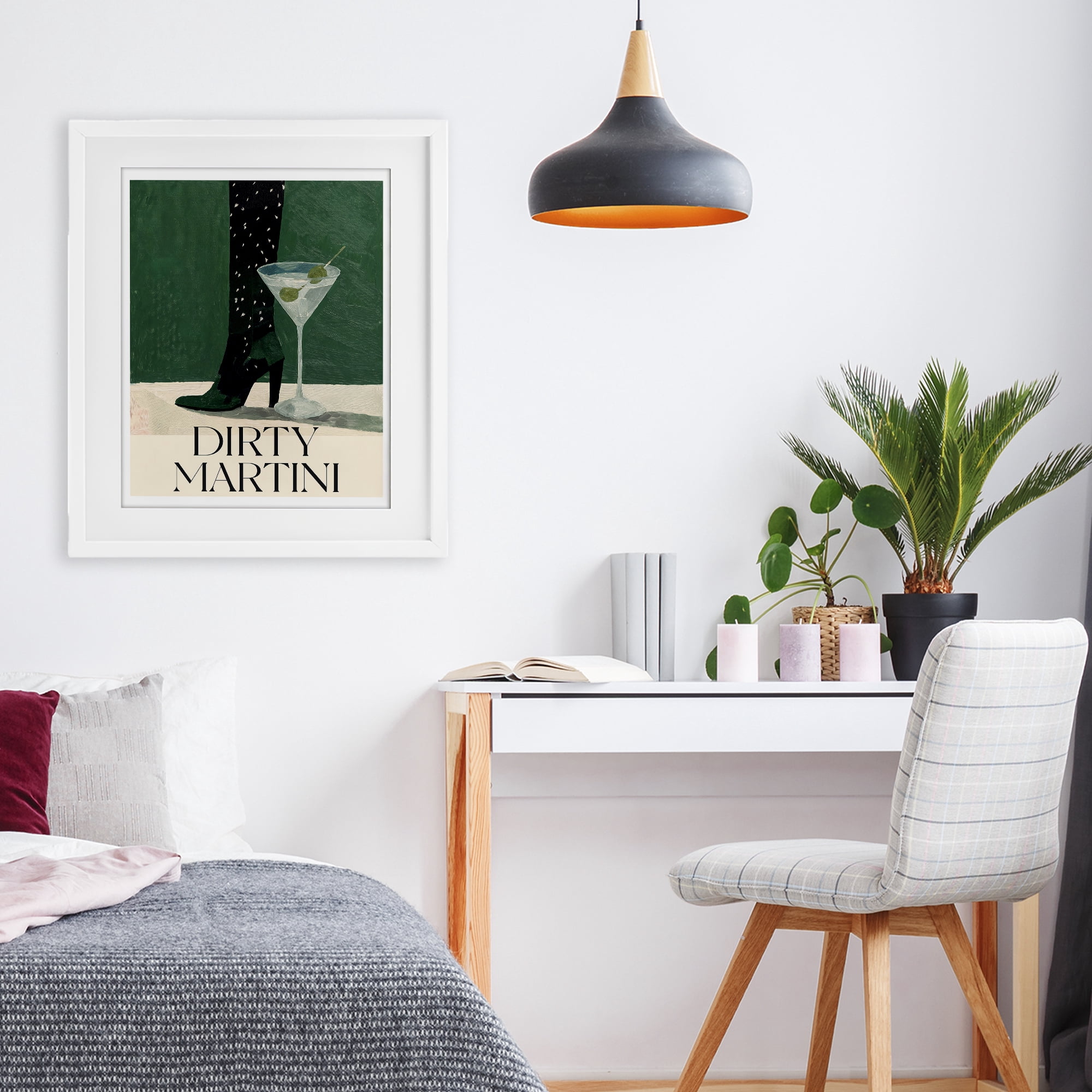 Stupell Industries Dirty Martini Stylish Heel White Framed Print Under Glass, design by Lettered and Lined
