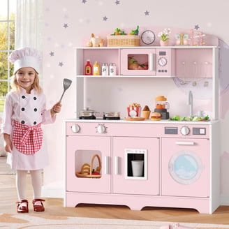 AILEEKISS Kids Play Kitchen Set, Wood Kitchen Playset for Toddler