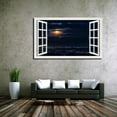 thumbnail image 4 of Window View of Moon Clouds Night City View Canvs Art Fake Open Window Wall Art Moon Clouds Night City View Framed Painting For Livingroom Office Bedroom Ready to Hang, 4 of 6