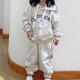 thumbnail image 7 of Wavsuf Spring And Summer Cute Print Girls Long Sleeve Comfy Long Sleeve Hooded Set Blouses And Pants Gray Size 130, 7 of 7