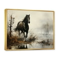 thumbnail image 2 of Designart "Misty Morning Grey Horse wall decor II" Animals Floater Framed Canvas Wall Art, 2 of 7