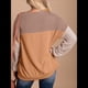 thumbnail image 4 of Camisetas Holgadas Informales de Punto con Cuello Redondo y Larga con Bloques de Color A para Mujer Caqui M, 4 of 8