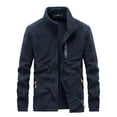 thumbnail image 1 of Innerwin Sherpa Jackets Zip Up Men Fleece Jacket Travel Solid Color Plain Outwear Deep Blue M, 1 of 9