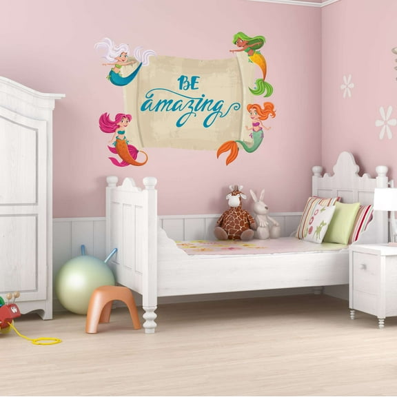 Be Amazing Mermaid Ocean Sea Animals Creatures Princess Queen Sweet Dreams Bedtime Unicorn Lovely Dear Dream Holiday Gift Decorating Ideas Bedroom Wall Decal Sticker - Size: 40 In X 28 In