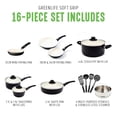 thumbnail image 3 of GreenLife Soft Grip - Juego de 16 ollas de cocina antiadherentes de cerámica suave, sin PFAS con utensilios de cocina y tapa, apto para lavaplatos, negro y crema, 3 of 5