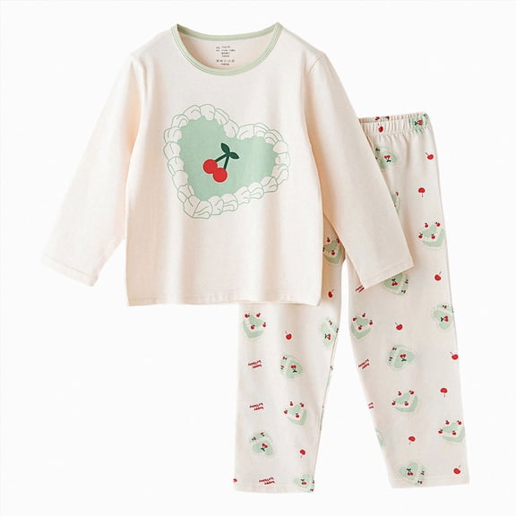 NOLDARES 2 Piece Girl Boys Pajamas Kids Long Sleeve Top and Pants Pajamas Pjs Fall Winter Sleepwear Set for Toddler Little Girl Boys(H110-Light Green)