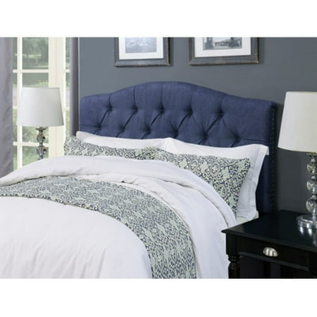 Right2Home Camel Back Button Tufted Upholstered Headboard - Denim Darkwash - Walmart.com