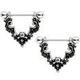 thumbnail image 1 of Body Candy 14G Womens Nipplerings Piercing Steel 2Pc Clear Accent Dangle Nipple Ring Set 9/16", 1 of 2