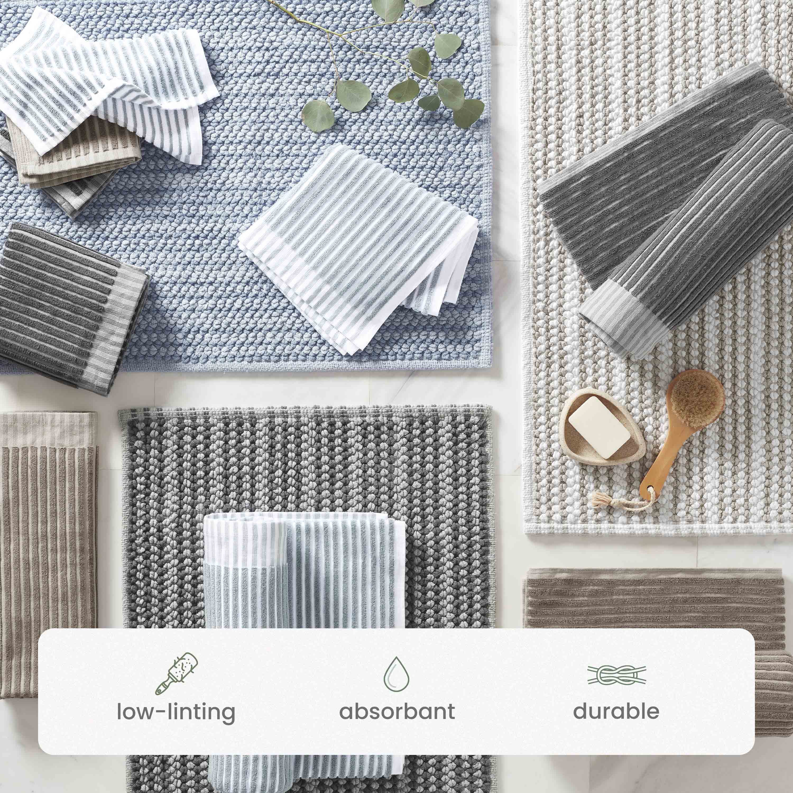 Martex Restore Stripe Cotton Bath Rug, 20" x 32", Charcoal