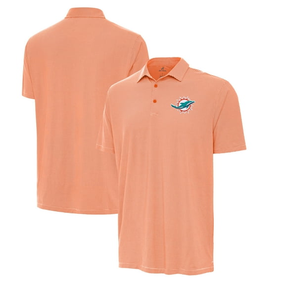 Men's Antigua Orange/White Miami Dolphins Twine Performance Polo
