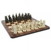 Chinese Qin Chess Set, Polystone Pieces and Walnut Root Board, 19"