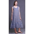 thumbnail image 3 of Bimba Lavender Blue6 Floral Leaves & Chrysanthemum Sleeveless Cotton Nightgowns For Women Printed Mid-Calf Length Sleepwear Small, 3 of 6
