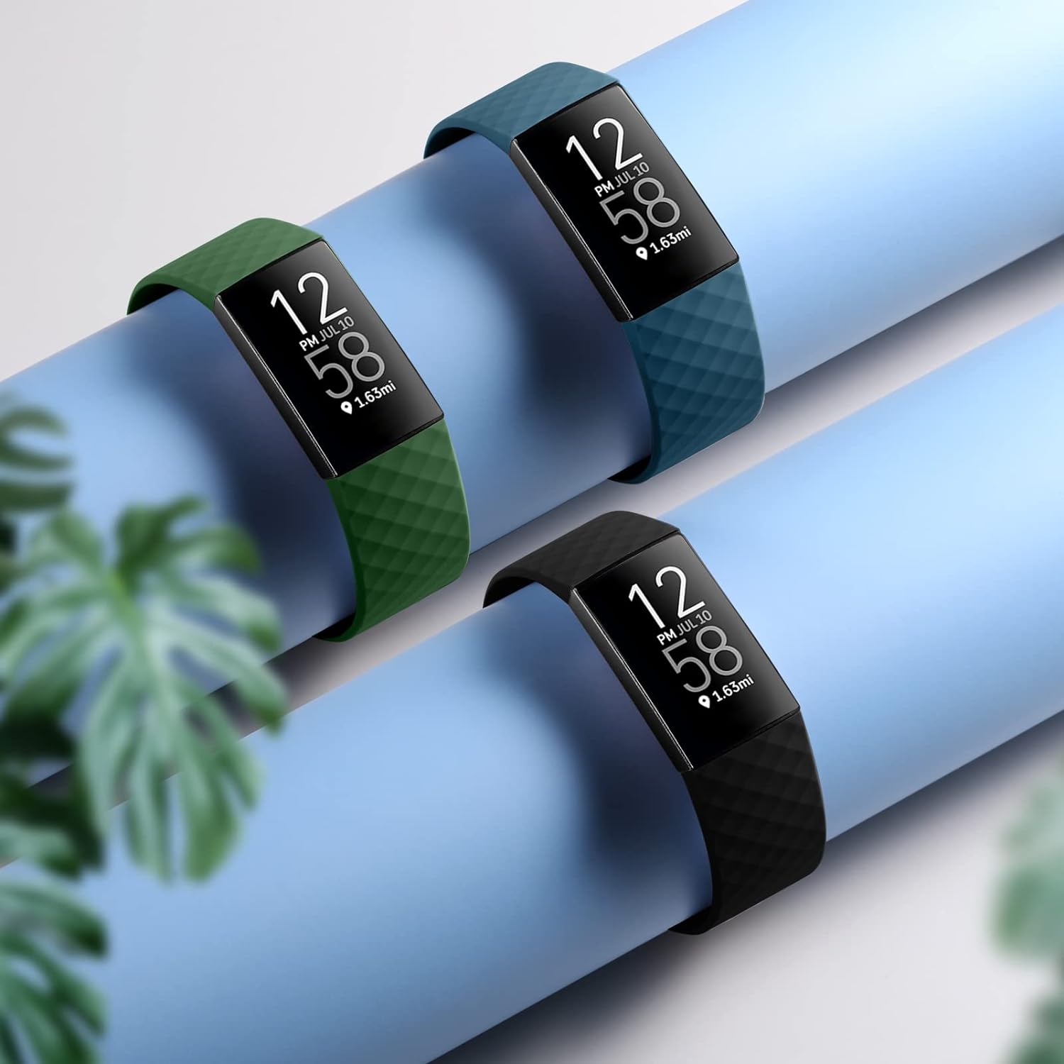 Wepro Waterproof Bands Compatible with Fitbit Charge 4 / Charge 3 / Charge 3 SE for Women Men, 3-Pack, Small, Large/Black/Navy Blue/Blue Gray