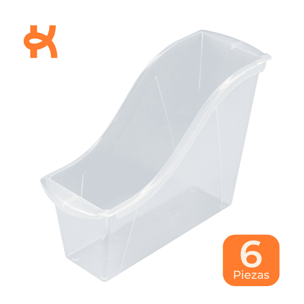 Bins de Plástico para Libros y Carpetas | Organizador de Documentos Pequeño | Organizadores Transparentes | | 6 Piezas Interconectables| Archivero para Escritorio Transparente |
