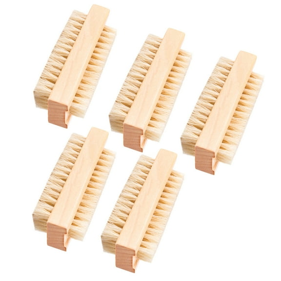 PBPBOX Wood Cleaning Brush with Pig Mane Bristles for Home Use Nail and Hand Scrub Brush 5 Pcs