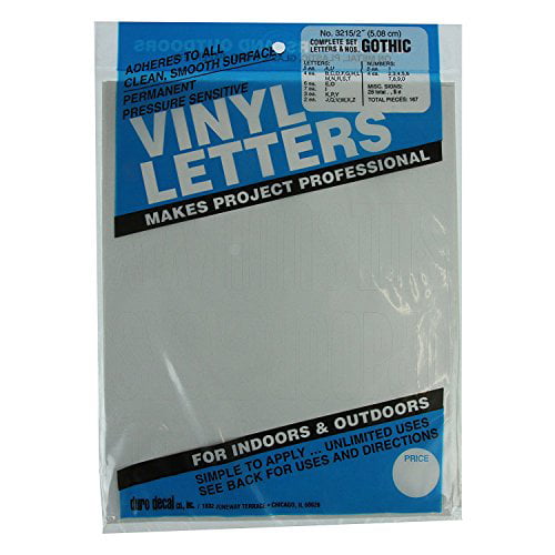Duro Decal Permanent Adhesive Vinyl Letters & Numbers 2 Gothic White