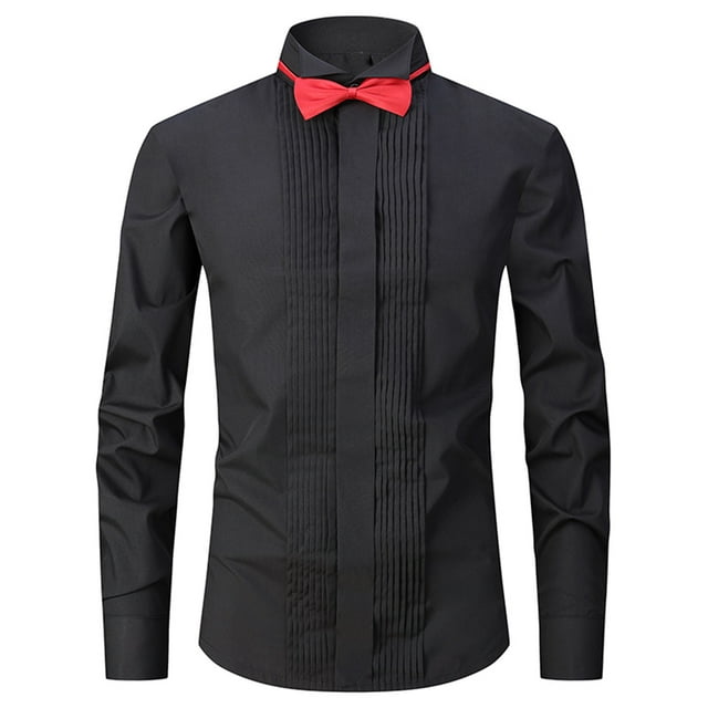DPTALR Chemise Habillée Homme Col Smoking Robe de Garçon d'Honneur Marié Chemise de Mariage Homme