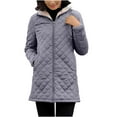thumbnail image 3 of Jinhomg Plus Size Hooded Coat for Women Soft Cozy Fleece Lined Full-Zip Puffer Jacket Fall Winter Warm Long Length Outerwear with Pockets Seasonal Sale Gray L, 3 of 5