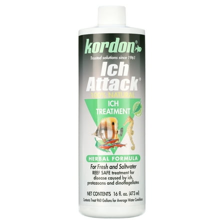 Kordon Ich Attack Natural Herbal Ich Treatment for Fresh and Saltwater Fish, 16 fl. Oz.