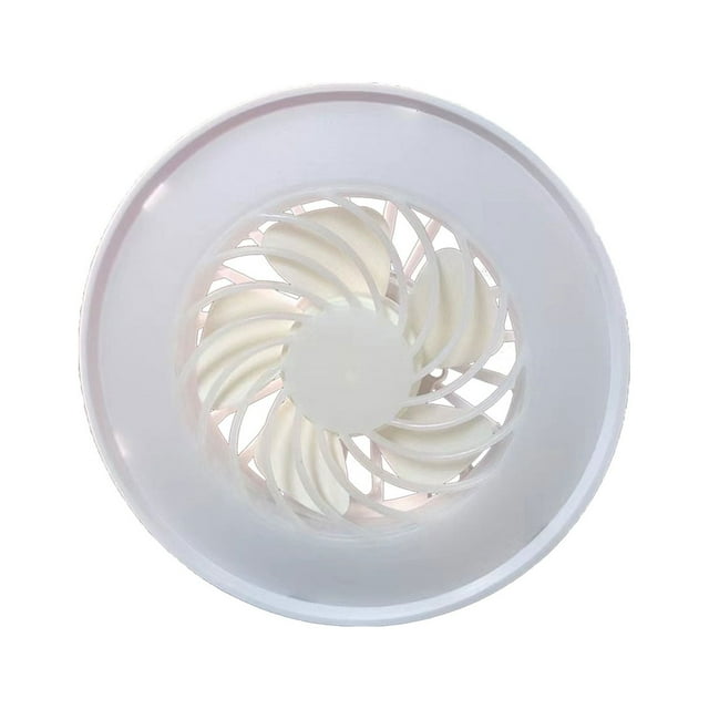 Ceiling Fan With Light 85-265V E27 Base Low Profile Enclosed Design 10.2 in Diameter 4.7 in Height 30W White Plastic