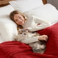 thumbnail image 6 of Whale Flotilla Twin Size Fuzzy Fleece Blanket, 60"x80" Fluffy Warm Soft Jacquard Bed Blankets for Fall Winter, Lightweight and Cozy, Red, 6 of 11