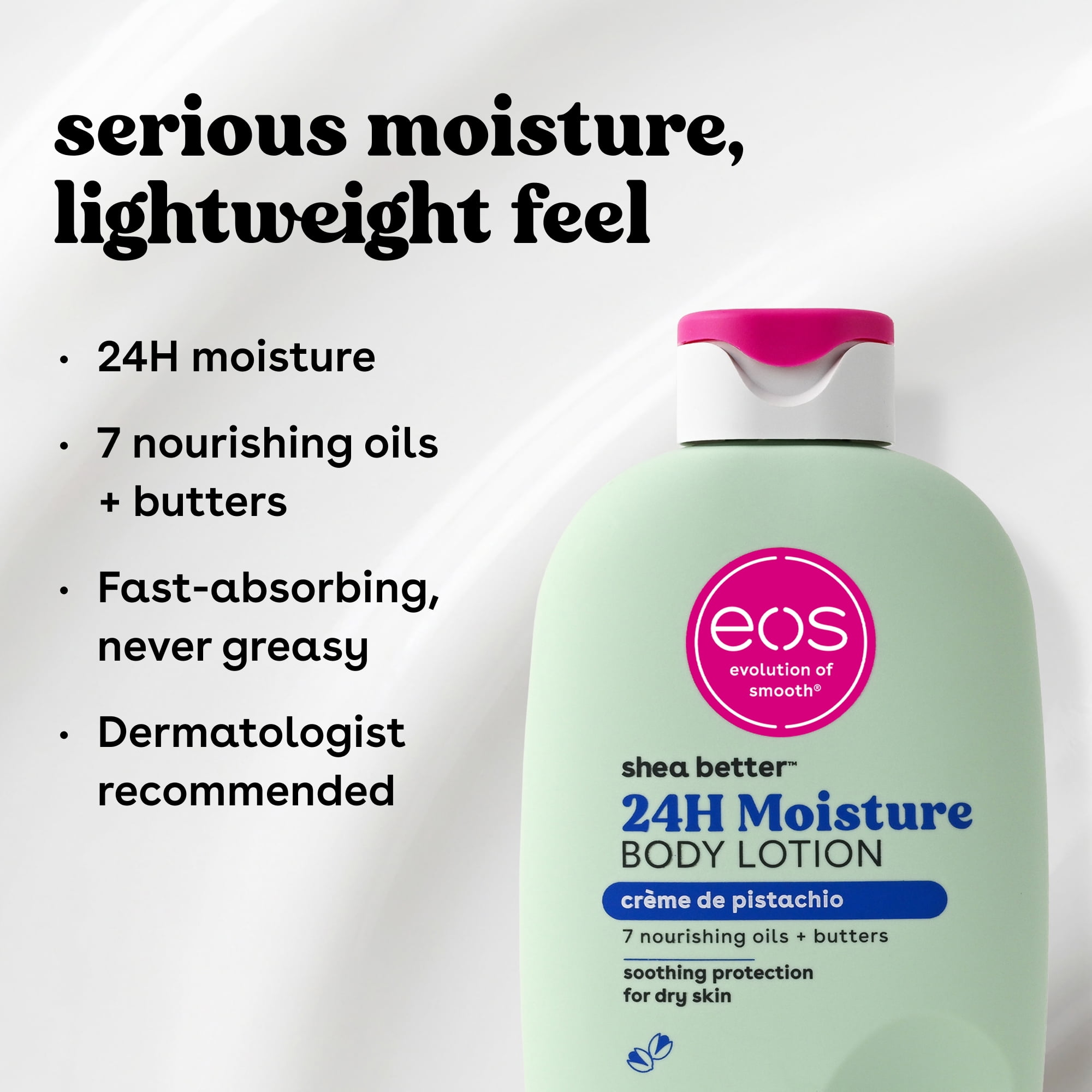 (3 pack) eos Shea Better Body Lotion- Creme de Pistachio, Soothes Dry Skin, 16 fl oz