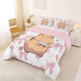 thumbnail image 2 of Erosebridal Capybara Lover Queen Comforter Set For Kids,Cartoon Rodent Animals Capybara Bedding Comforter Set For Girls Boys ,Reversible Pink 3-Piece, 2 of 7
