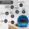 thumbnail image 4 of Reloj despertador Sonic Alert Sonic Bomb con agitador de cama, color turquesa, 4 of 8