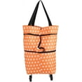 thumbnail image 2 of Carrito de compras plegable, tela Oxford naranja con ruedas para un transporte sin esfuerzo, correa de mano ancha para agarre y control, cremallera inferior para acceso con ruedas, adecuado para, 2 of 8