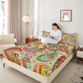 thumbnail image 3 of jejeloiu Vibrant Paisley Queen Sheets For Men Women,Artistic Print Queen Sheet Sets,Multi Color,4-Piece,1 Flat Sheet, 1 Fitted Sheet and 2 Pillowcases, 3 of 6