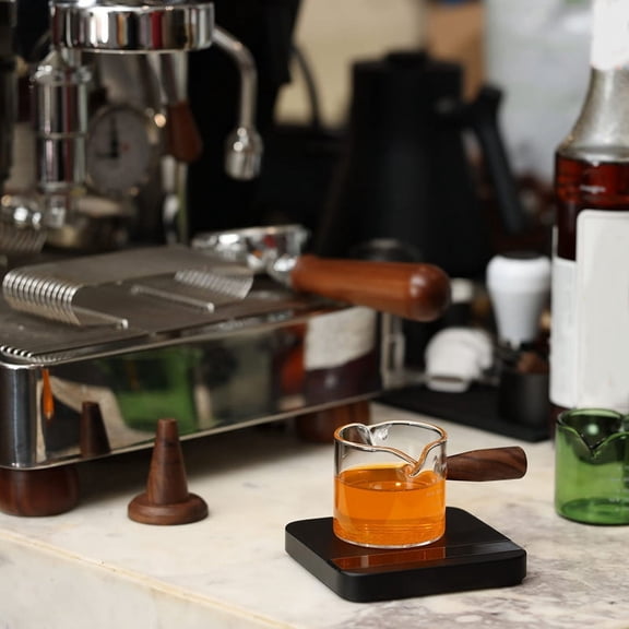 Colored Espresso Shot Glass Double Spouts, Measuring Triple Pitcher Milk Cup with 2 Spouts