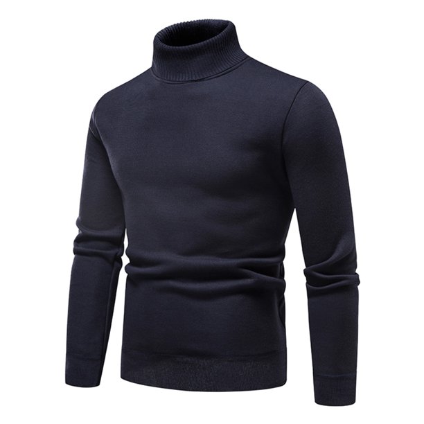Gibobby Suéter de cuello redondo para hombre Suéter de algodón trenzado con cuello redondo para hombre(Marina,Mediana)