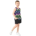 thumbnail image 4 of Neon Green Purple Blue Black V-lines Vest Undershirt Tank Top Sleeveless Quick Dry L, 4 of 7
