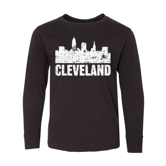 Inktastic Cleveland Skyline Grunge Long Sleeve Youth T-Shirt