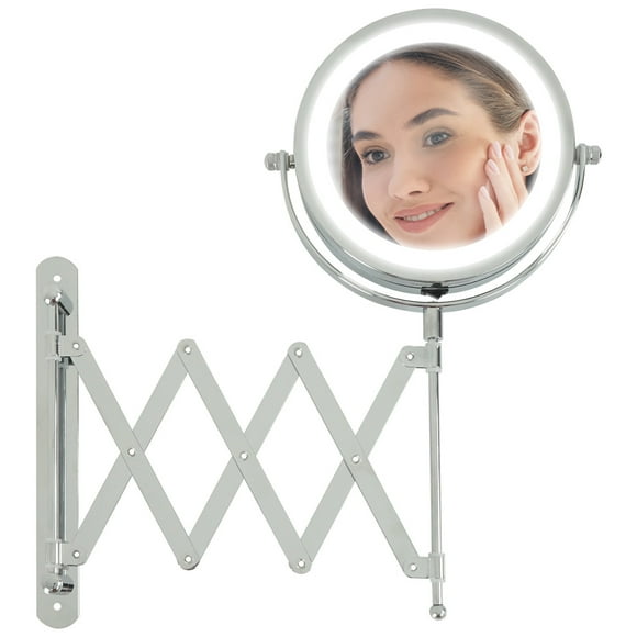 Espejo de Maquillaje Redondo con Luz Montado en Pared de Doble Cara para Baño con Pantalla Tactil Gaon