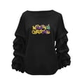 thumbnail image 2 of Yteetum Merry Christmas Sweatshirts for Women Oversized Crewneck Christmas Pleated Ruffle Trim Pullover Hoodless Sweatshirts Tops Womens Casual Xmas Graphic Round Neck Loose Lantern Sleeve Sweatshirt, 2 of 6