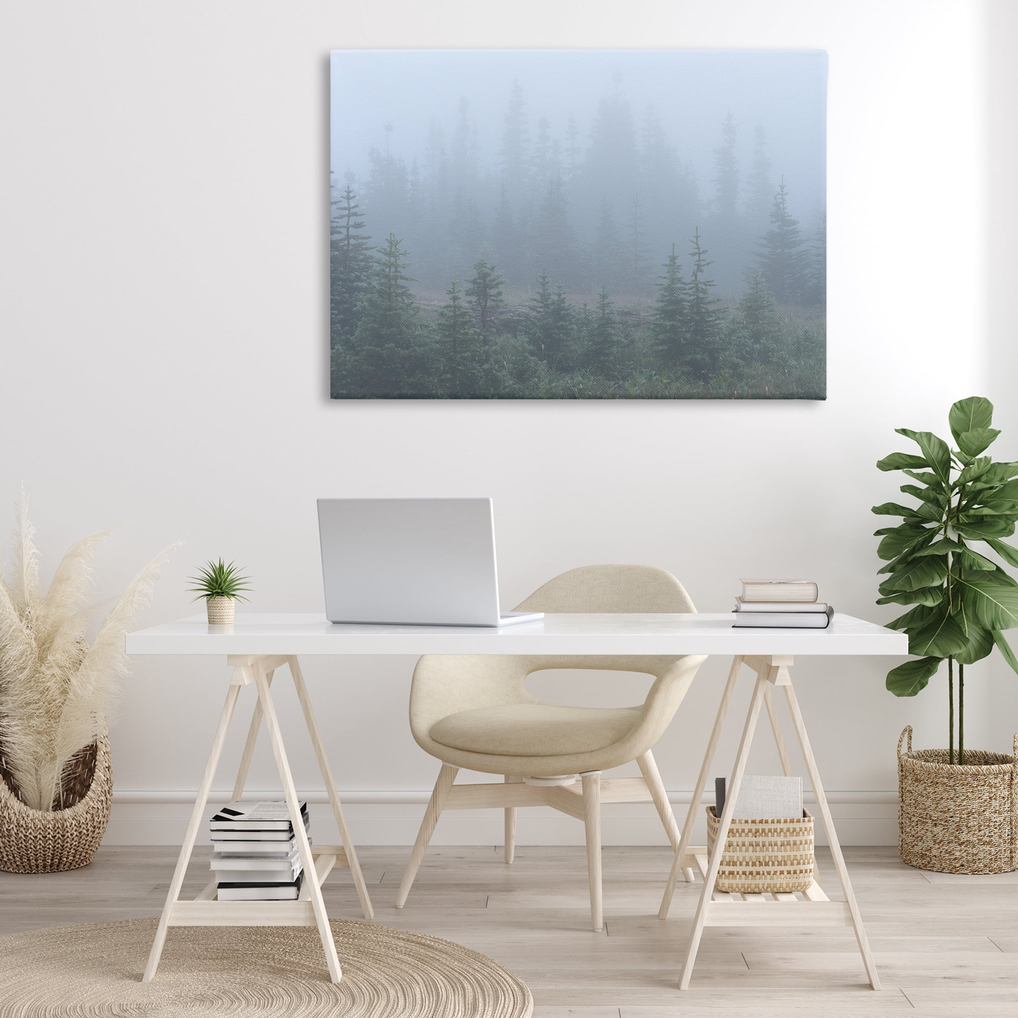 Stupell Industries Foggy Forest Trees Landscape Photography Gallery Wrapped Canvas Art Print Wall Art, 45 x 30