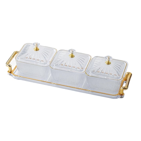 Tongina Divided Dried Fruit Plates Food Serving Trays Compartments Appetizer Serving Tray Snacks Container for Veggie Holiday Wedding Clear