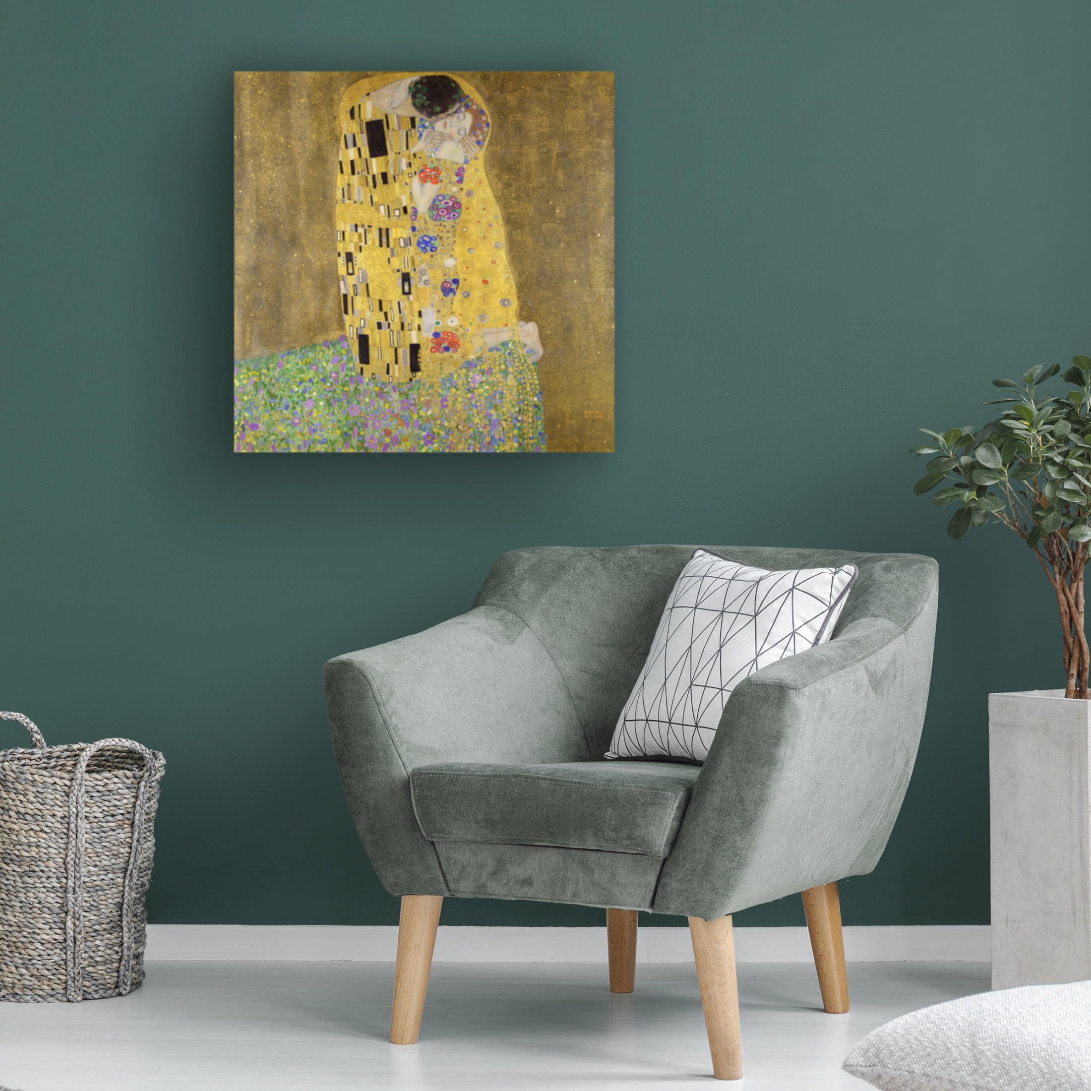 Canvas Wall Art - Pictufy 'The Kiss 1907A1908' Wall Art for Living Room, Bedroom, or Office Décor by Trademark Fine Art - 14 x 14 Inches