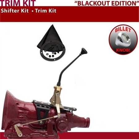 American Shifter 45RFE Shifter Kit Black 10 in. Trim Kit Push Button Black Boot Billet Knob for EE979